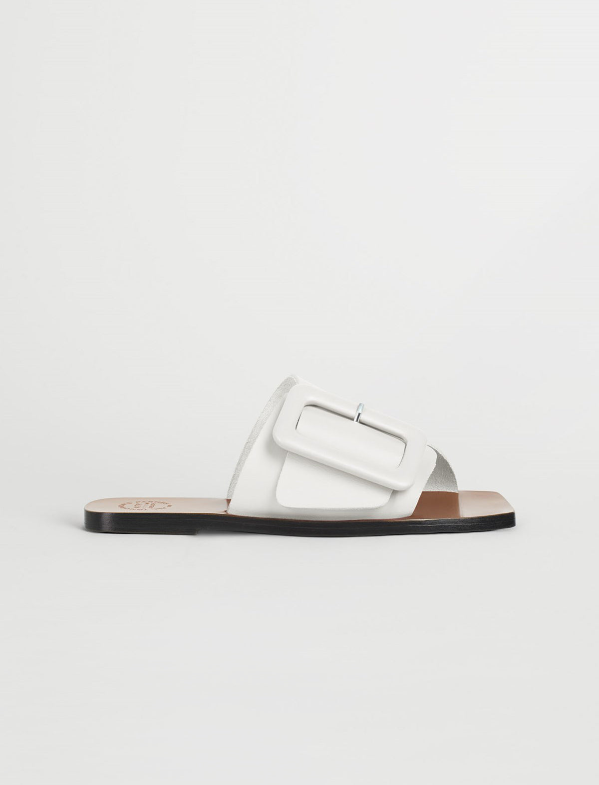 ATP Atelier Ceci Buckled Flat Sandals in White CLOSET Singapore