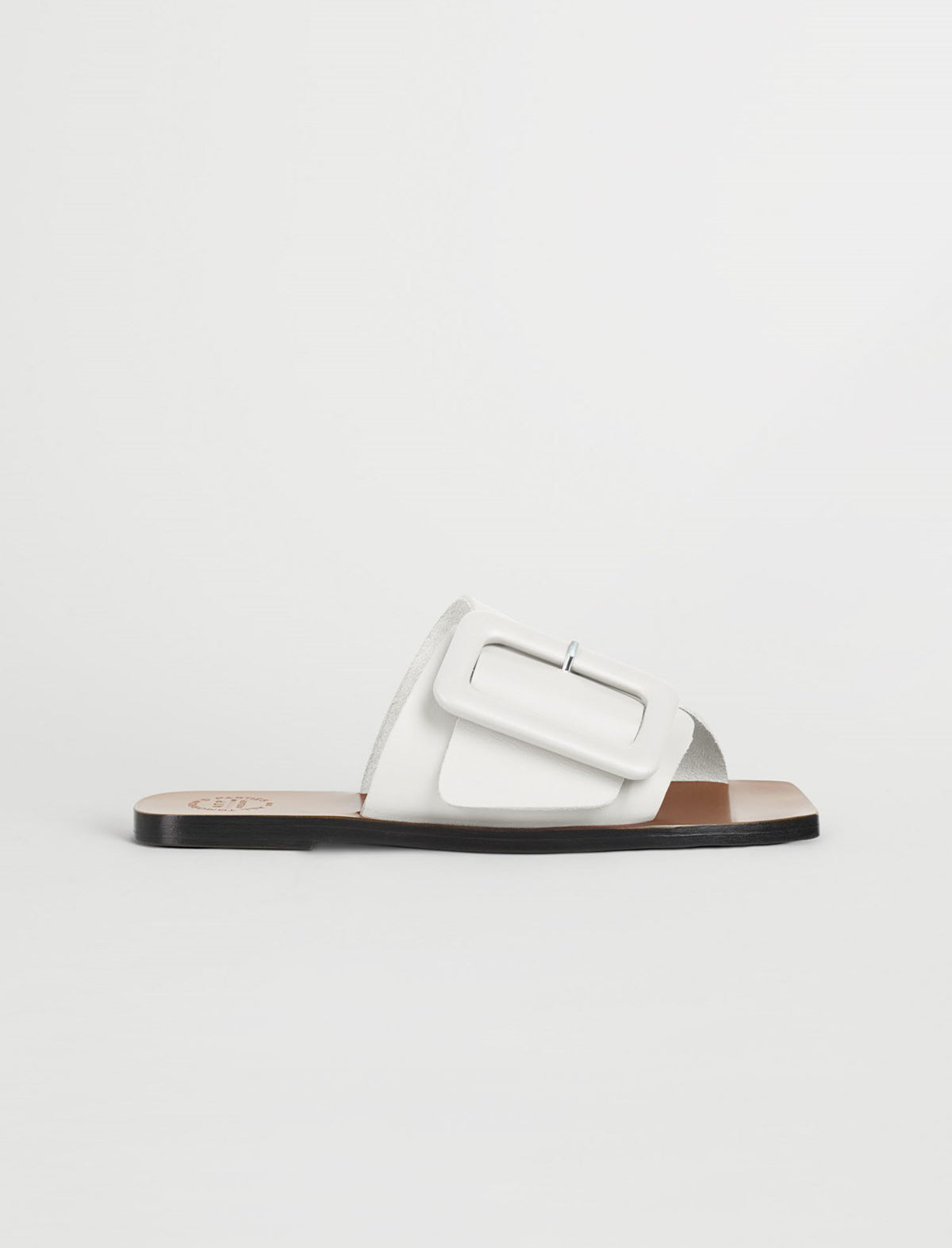 ATP Atelier Ceci Buckled Flat Sandals in White