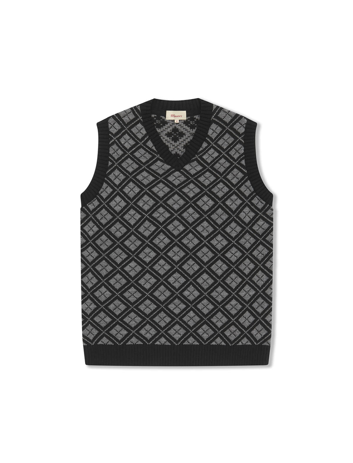 MANORS GOLF Checkered Vest in Black Grey