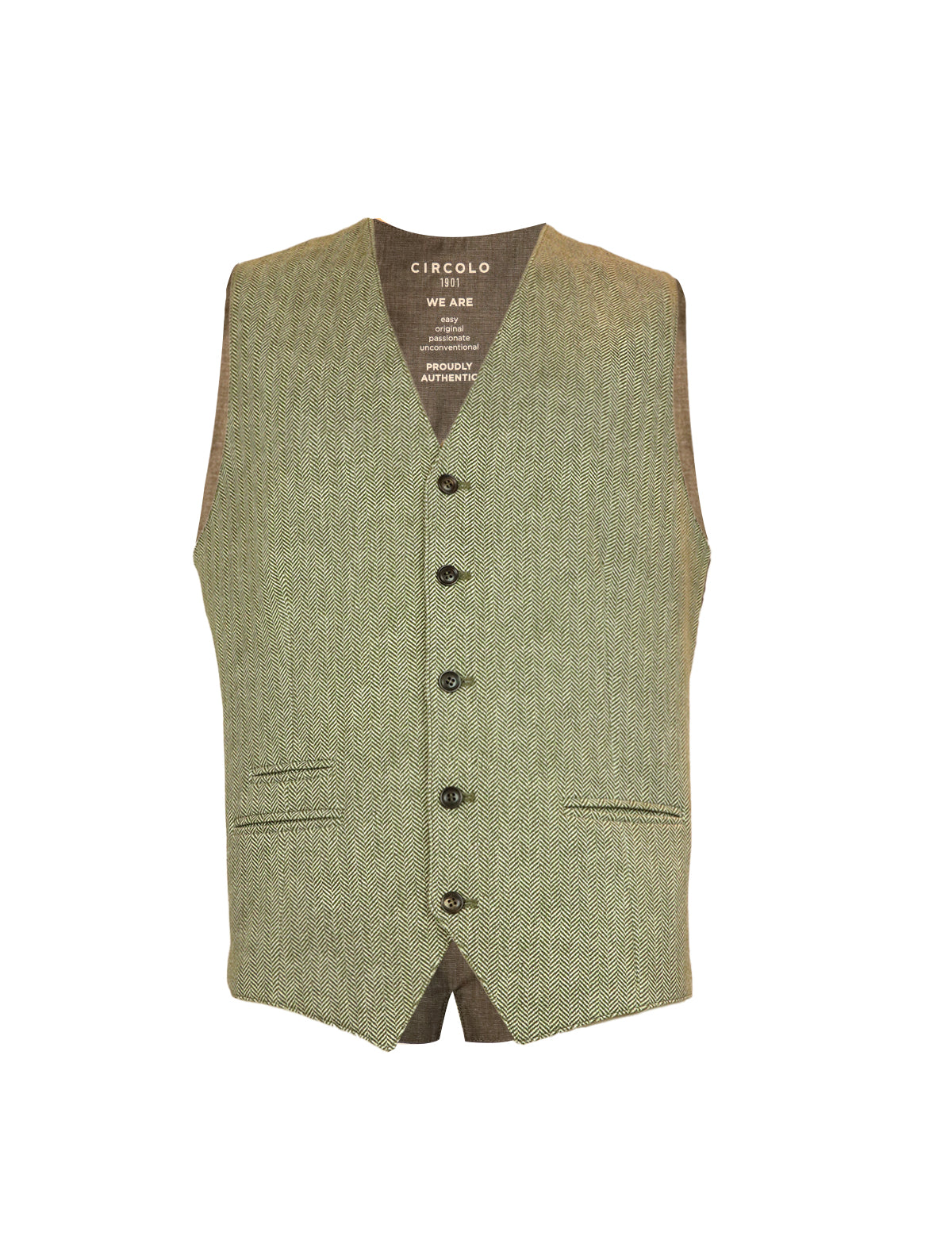 CIRCOLO 1901 Herringbone Vest in Caper Green