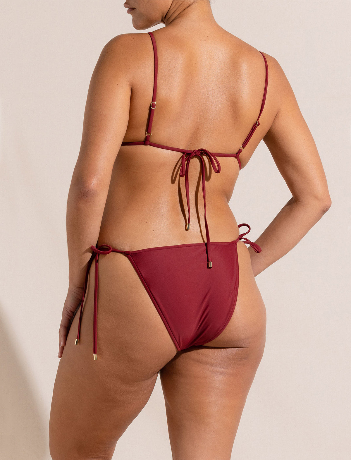 PEONY Ruched String Tri Top in Claret