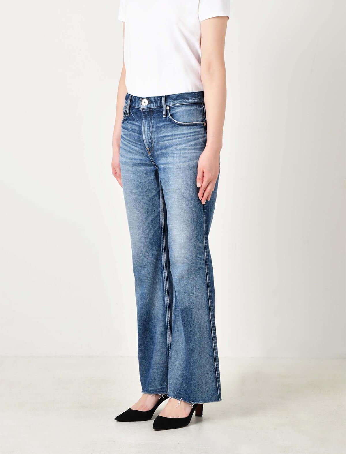 UPPER HIGHTS The Birkin Midrise Bootcut Jeans in Moon Cutoff