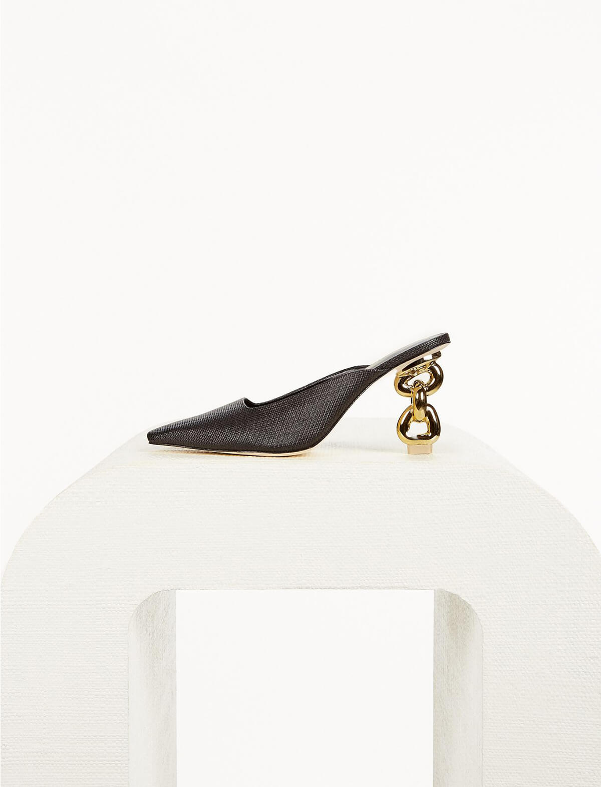 CULT GAIA Harlow Mules in Black and Gold