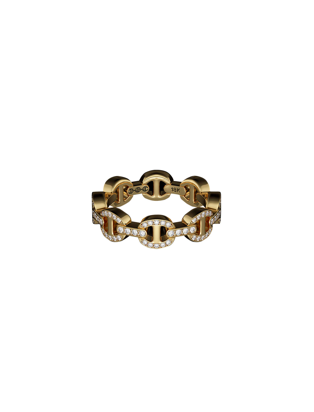 HOORSENBUHS Dame Tri-Link Antiquated Ring 18k Yellow Gold