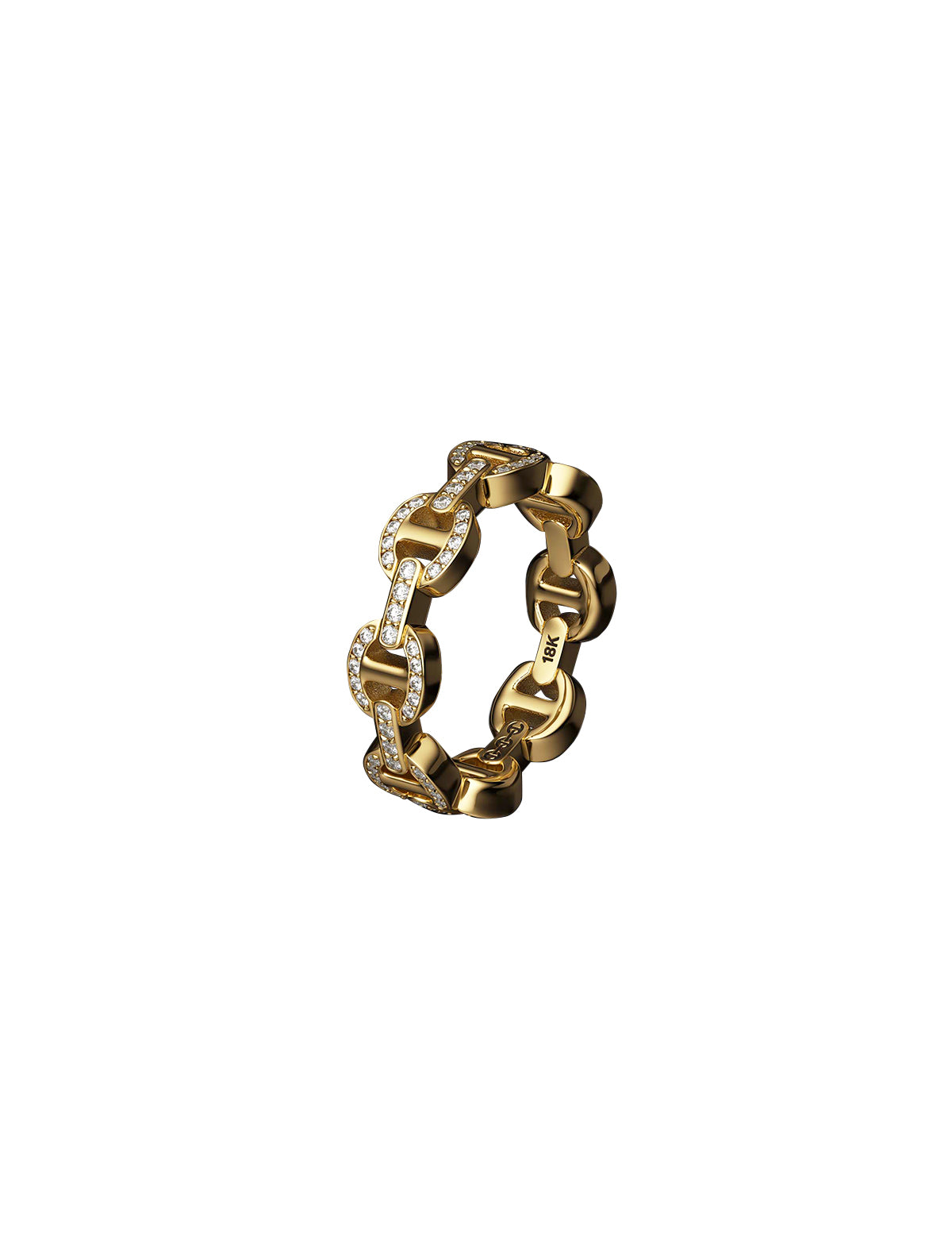 HOORSENBUHS Dame Tri-Link Antiquated Ring 18k Yellow Gold