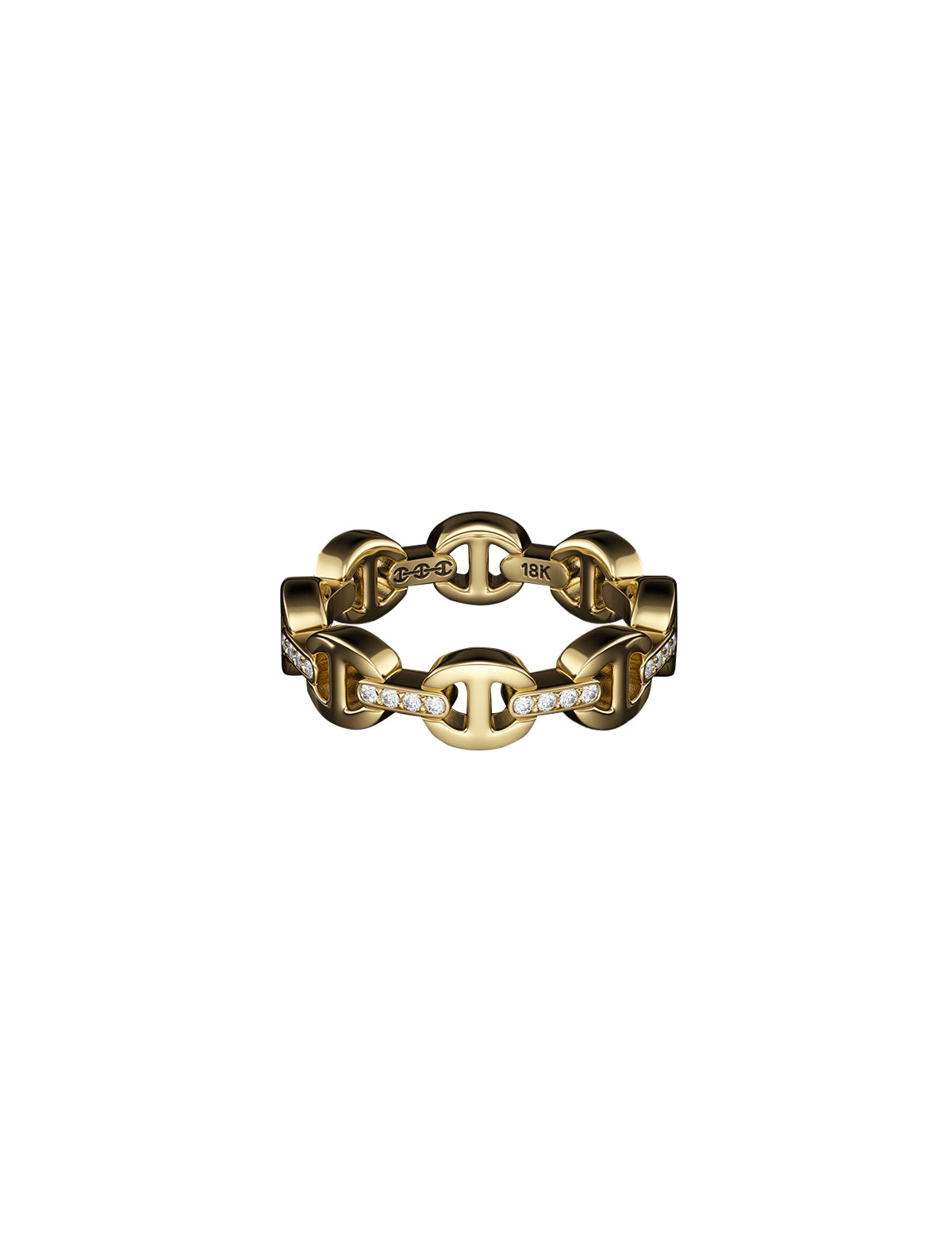 HOORSENBUHS Dame Tri-Link with Diamond Bridges Ring 18k Yellow Gold