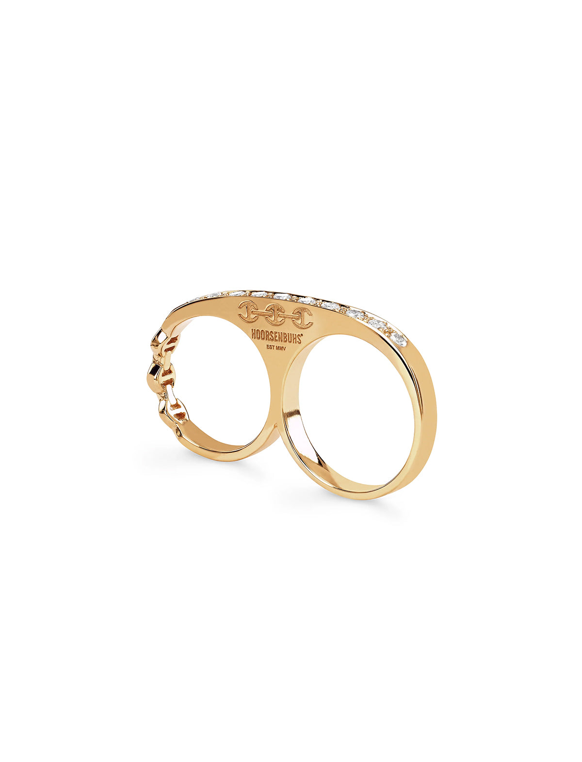 HOORSENBUHS Double Knuckle with Diamonds Ring 18k Yellow Gold