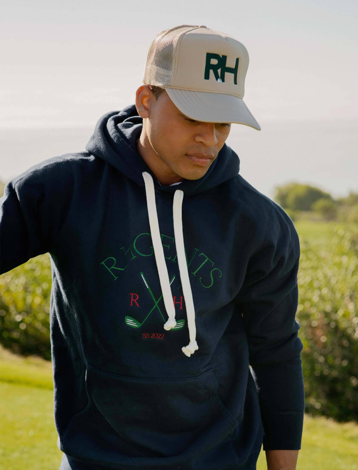 RECREATIONAL HABITS Driver Hoodie With RH Gents in Navy