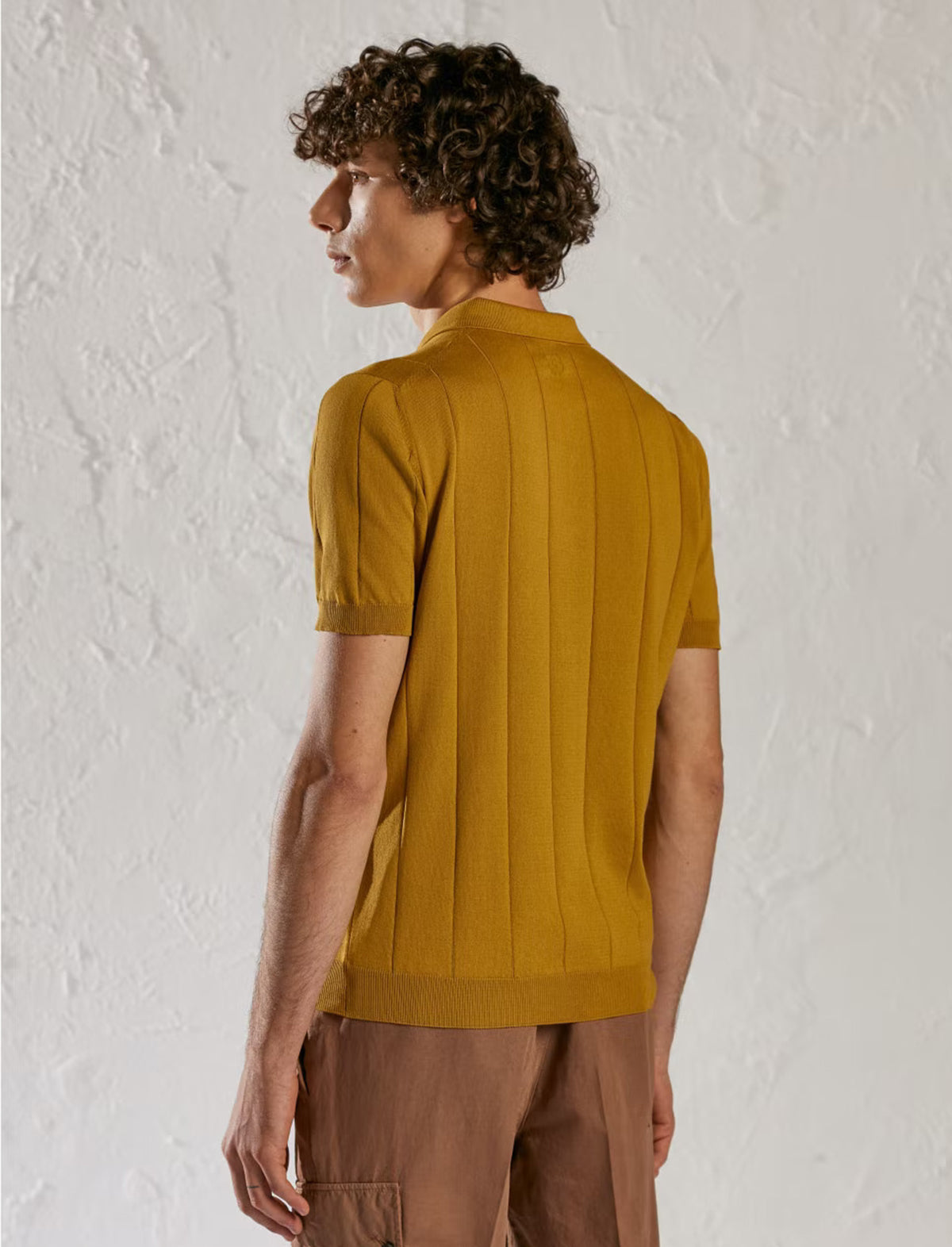 LARDINI Cotton Knitted Polo Shirt in Yellow