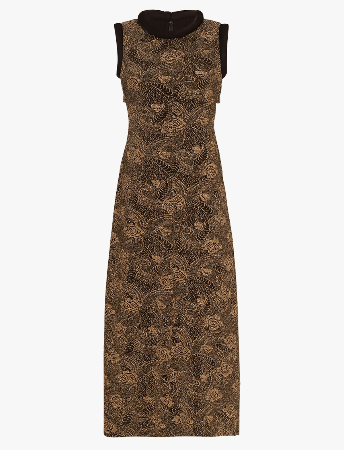 Embroidered Suki Dress in Metallic Brown | CLOSET Singapore