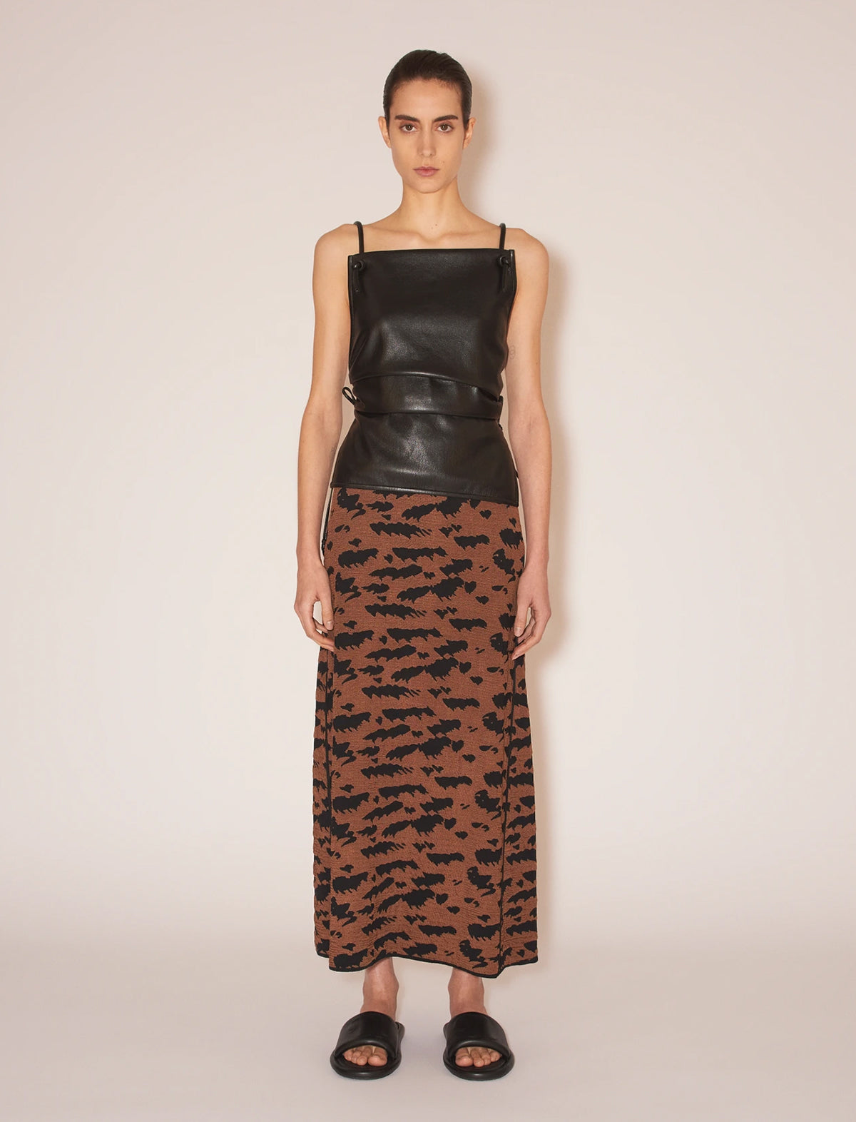 NANUSHKA Emile Skirt in Black/Brown