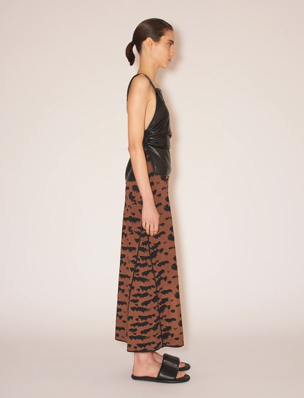 NANUSHKA Emile Skirt in Black/Brown