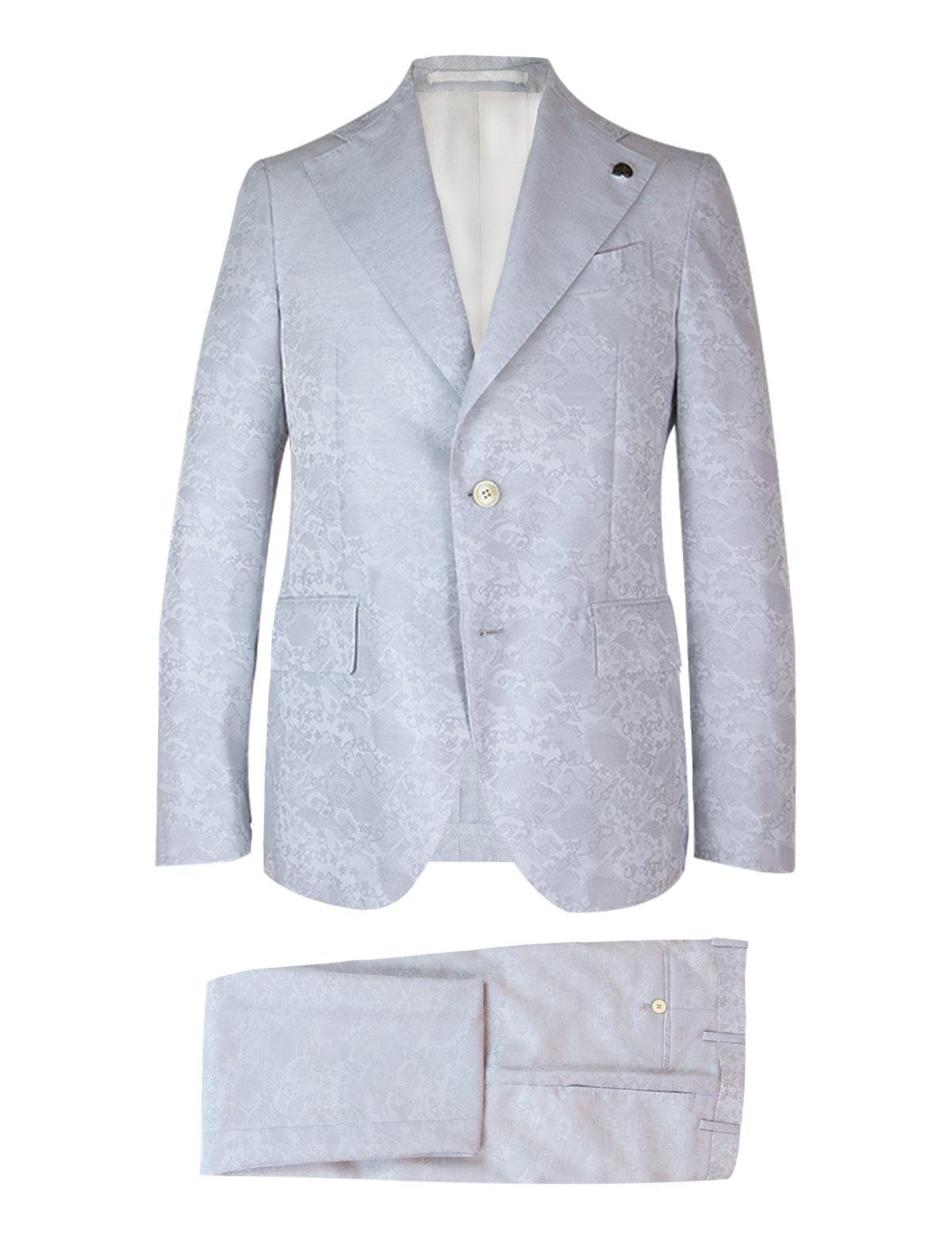 GABRIELE PASINI 2-Piece Wool Blend Suit in Gray Jacquard Print | CLOSET Singapore