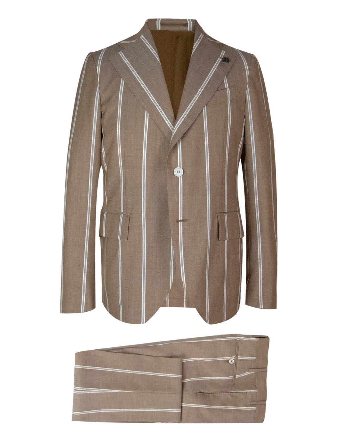 GABRIELE PASINI 2-Piece Wool Suit in Brown Ticking Stripes | CLOSET Singapore