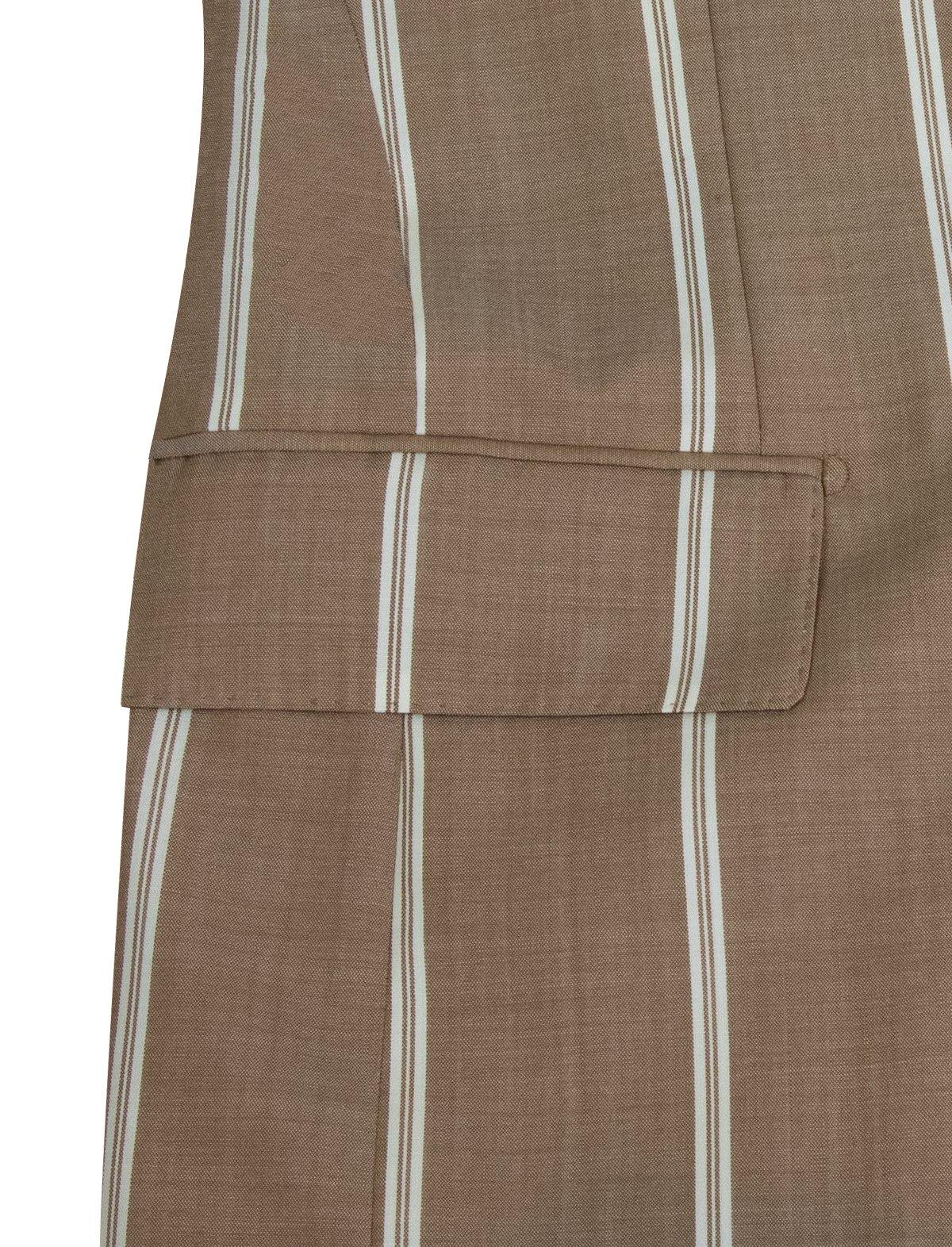 GABRIELE PASINI 2-Piece Wool Suit in Brown Ticking Stripes | CLOSET Singapore