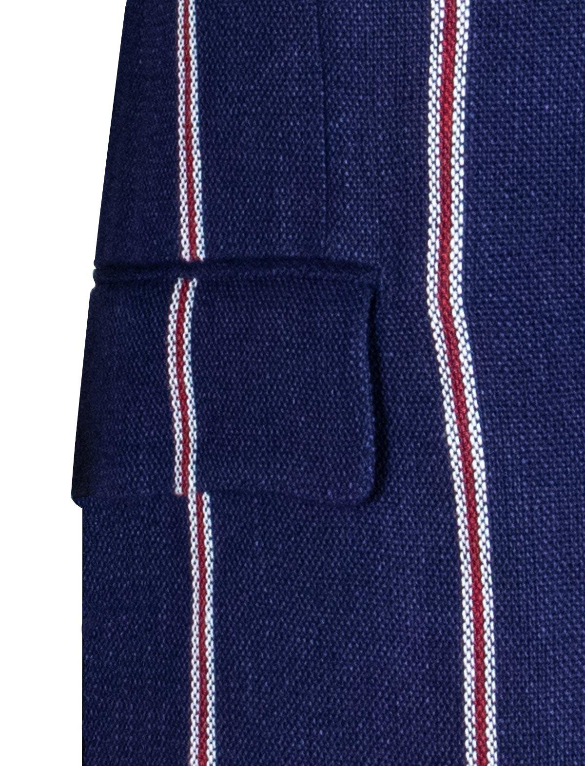 GABRIELE PASINI 2-Piece Linen Suit in Navy Contrasting Stripes | CLOSET Singapore
