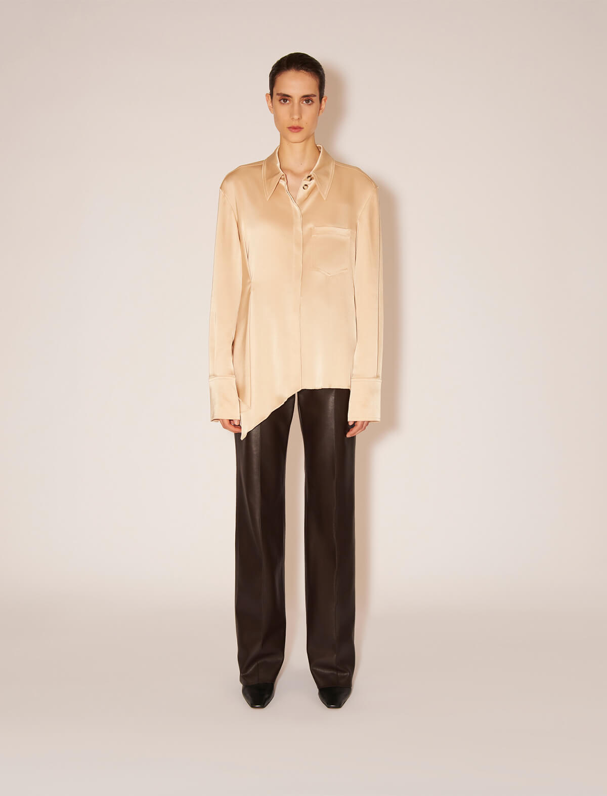 NANUSHKA Fri Satin Shirt in Champagne