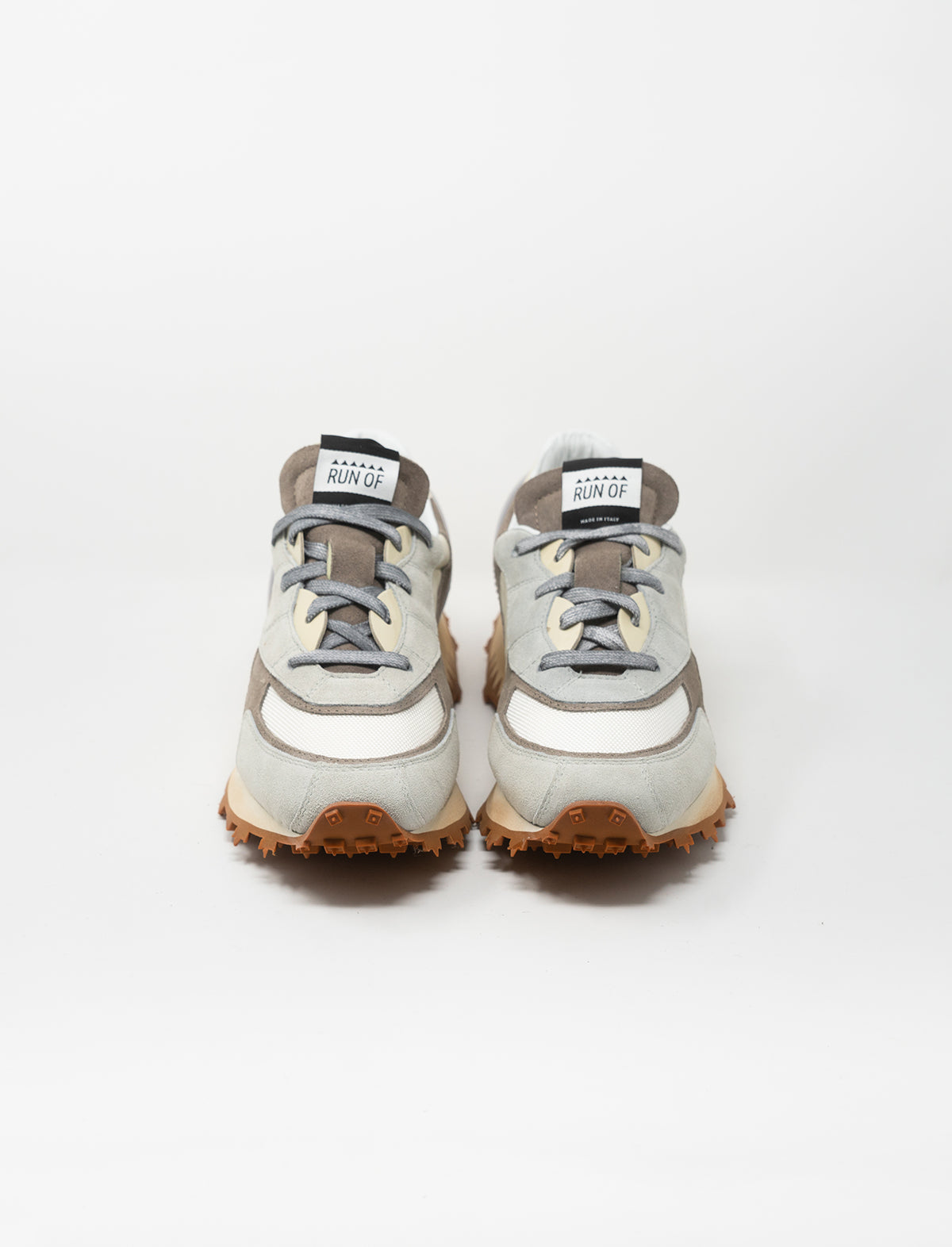 RUN OF Filler Sneakers in Grey and Brown Multi