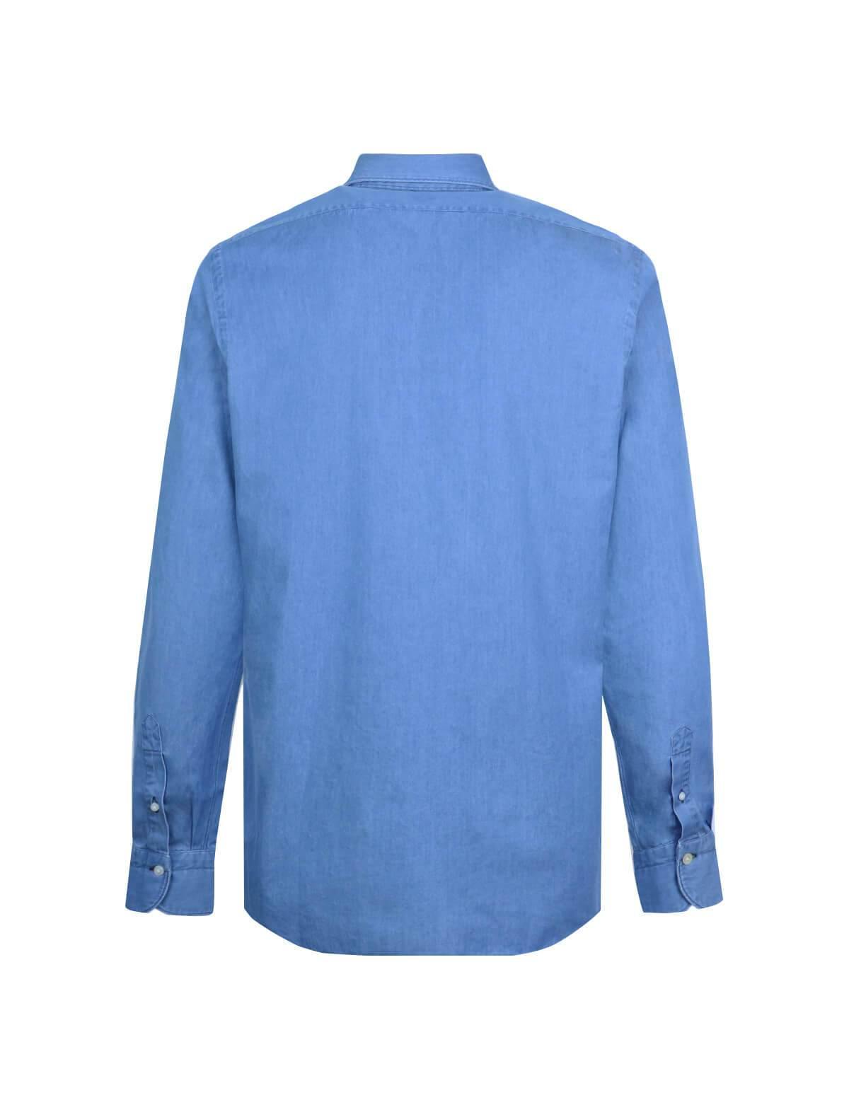 FINAMORE 1925 Tokyo Slim Fit Cotton Shirt in Light Blue | CLOSET Singapore