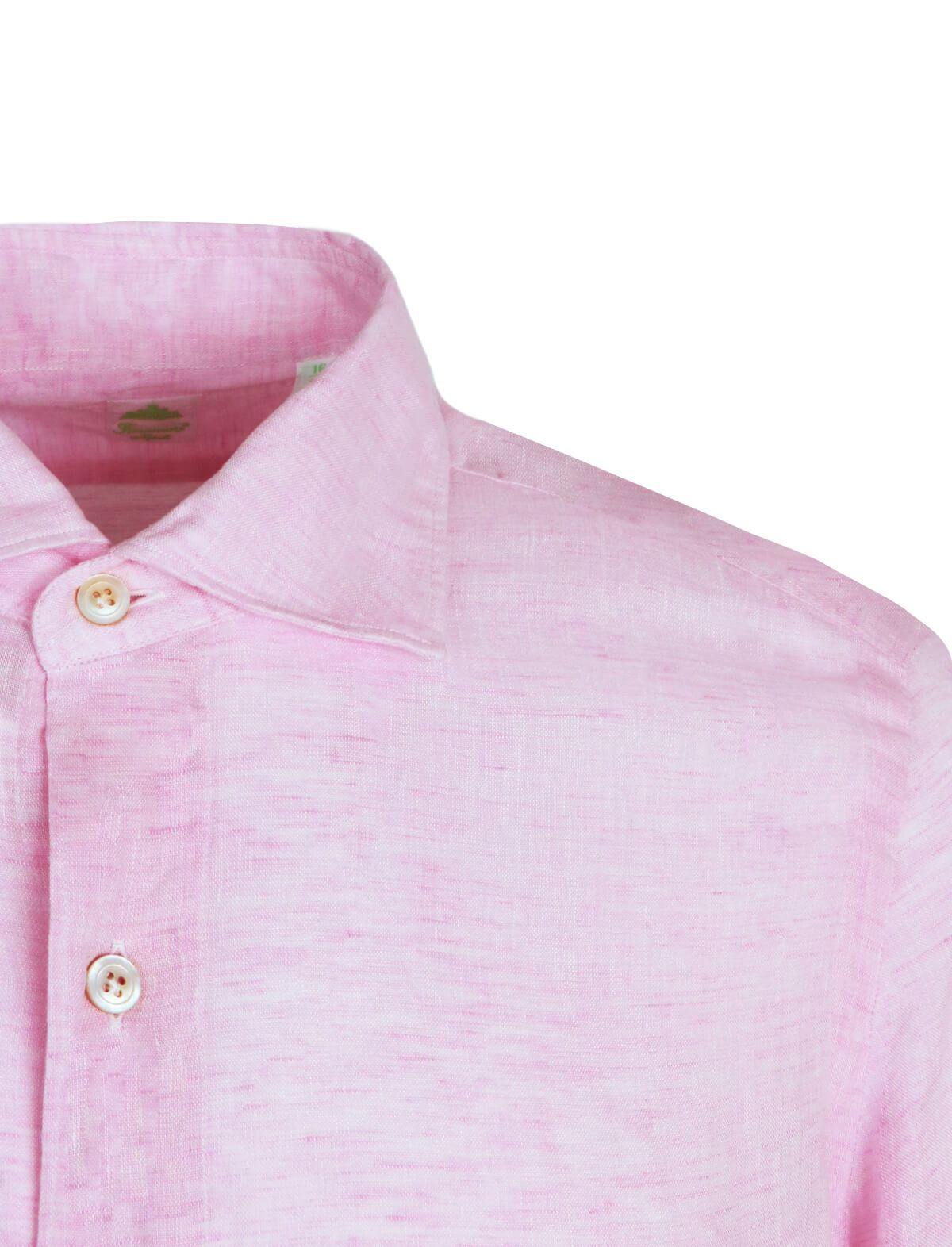 FINAMORE 1925 Tokyo Slim Fit Linen Shirt in Light Pink | CLOSET Singapore