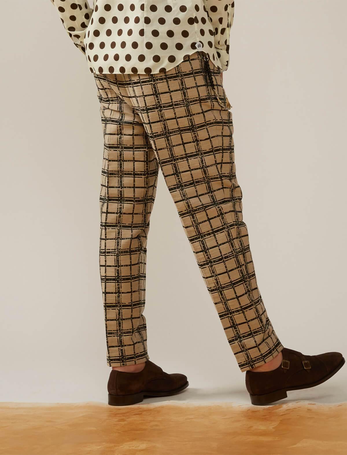 GABRIELE PASINI Easy Trousers in Brown/Black Checks | CLOSET Singapore