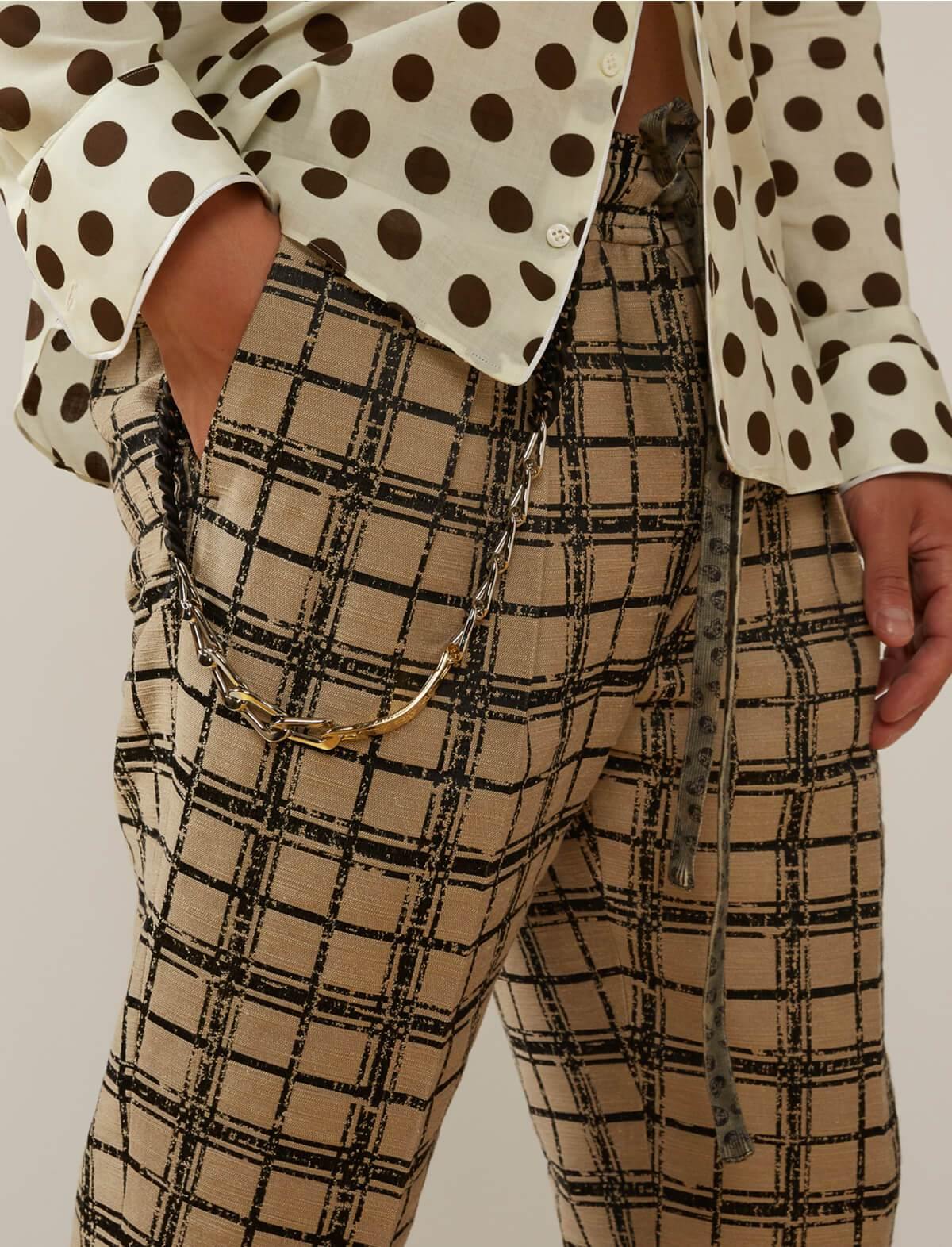 GABRIELE PASINI Easy Trousers in Brown/Black Checks | CLOSET Singapore