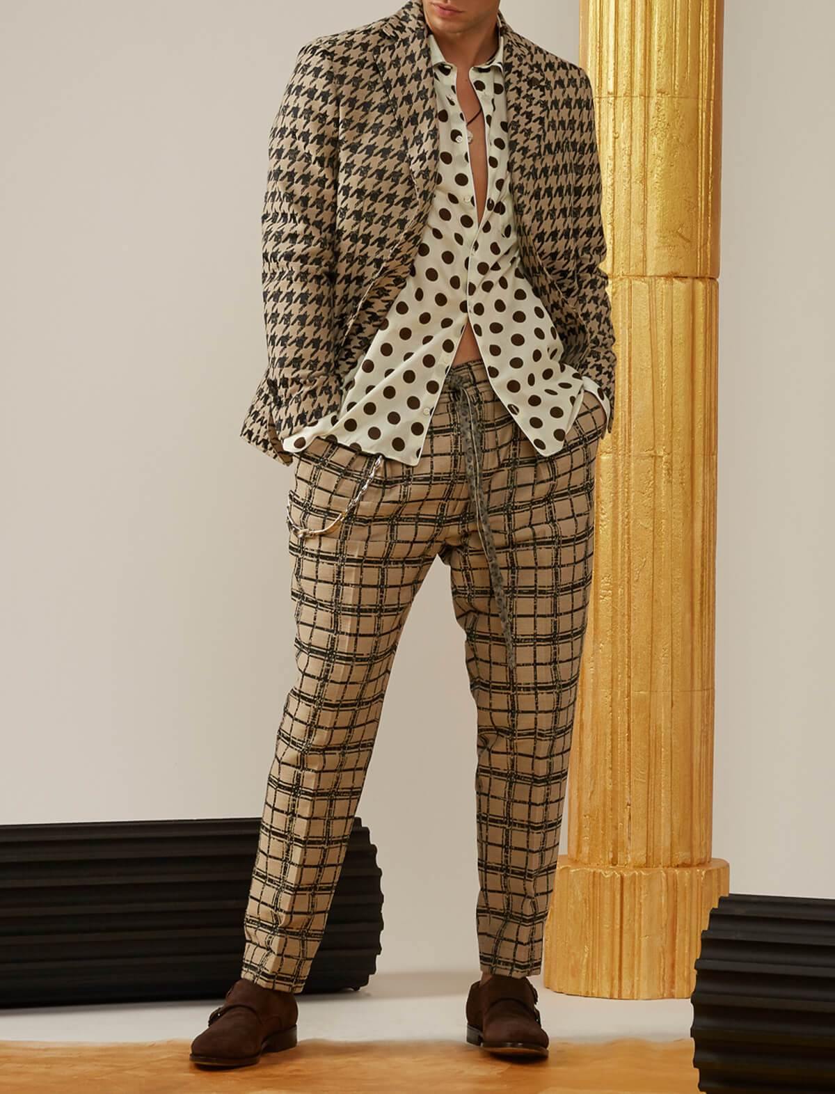 GABRIELE PASINI Easy Trousers in Brown/Black Checks | CLOSET Singapore