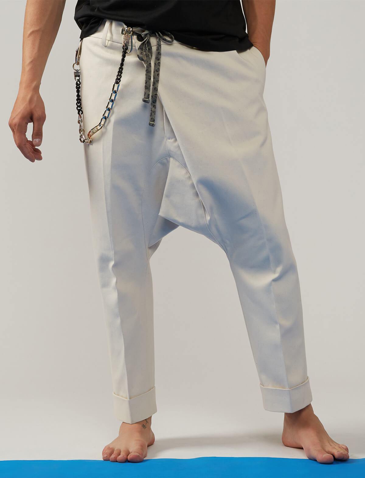 GABRIELE PASINI Drop Crotch Trousers in Beige | CLOSET Singapore