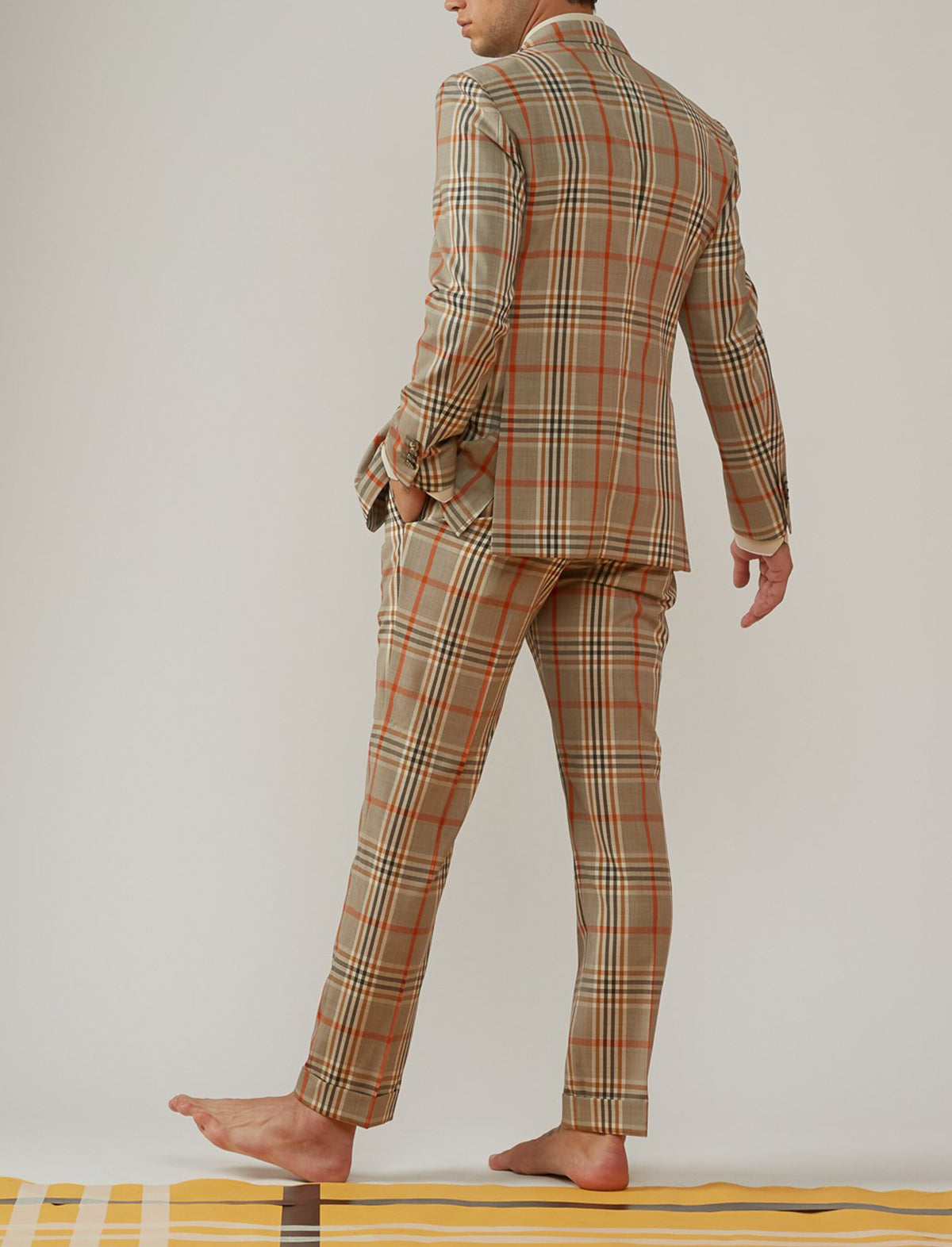 Gabriele Pasini 2-Piece Suit Set in Plaid with Red Stripes