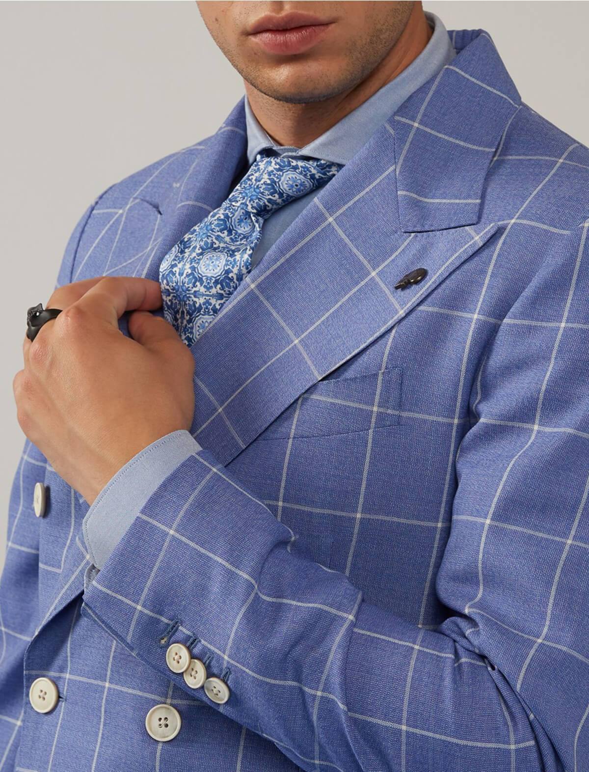 GABRIELE PASINI 2-Piece Suit in Blue Windowpane Plaid | CLOSET Singapore