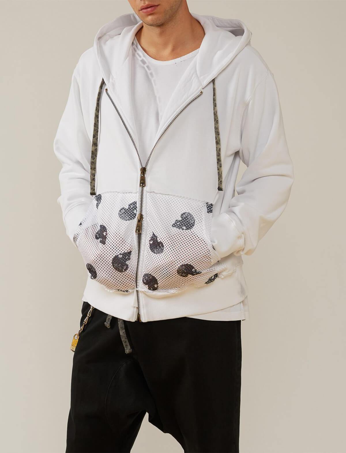 GABRIELE PASINI Front Zip Pocket Hoodie in White | CLOSET Singapore