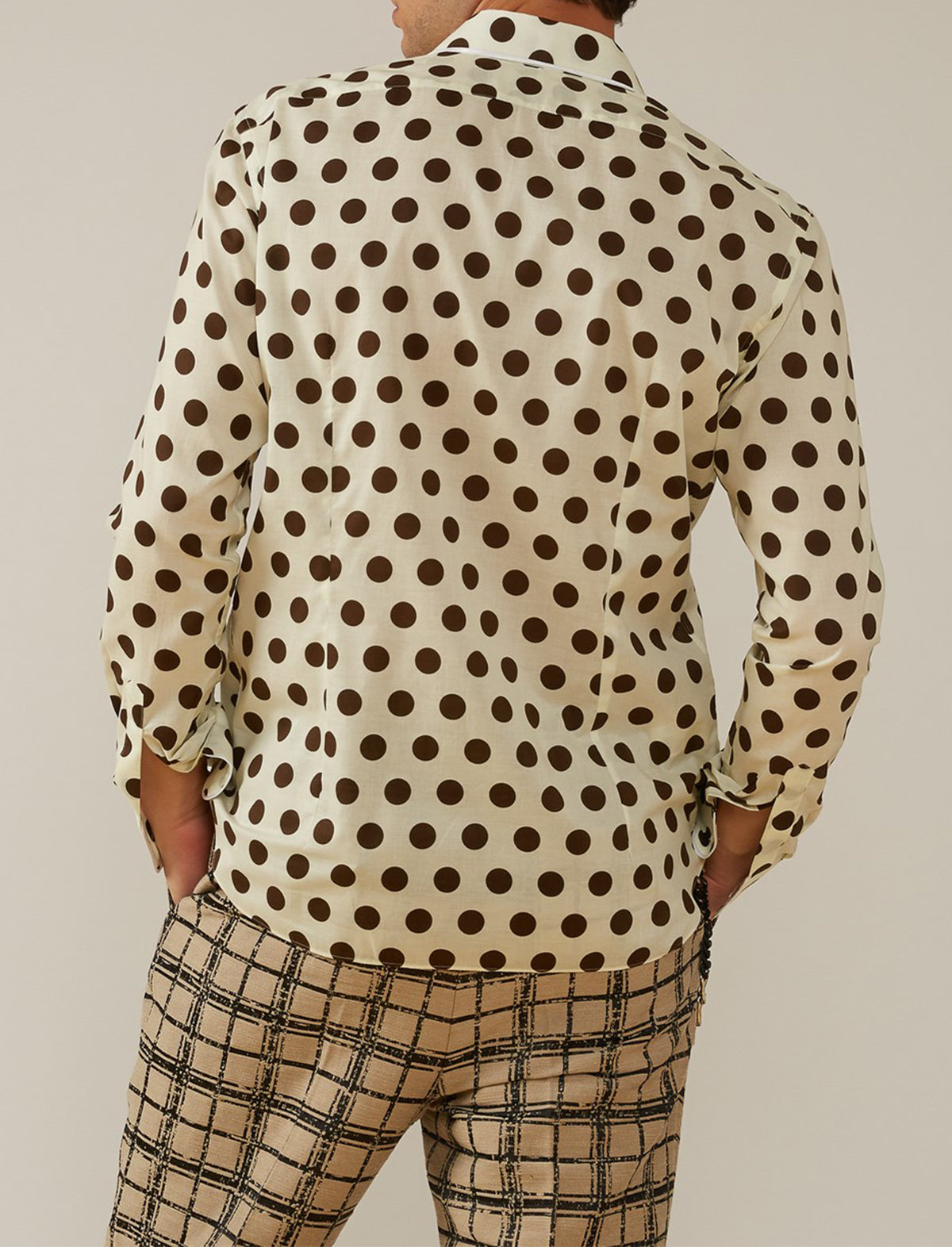 Gabriele Pasini Polka Dot Shirt in Cream/Brown