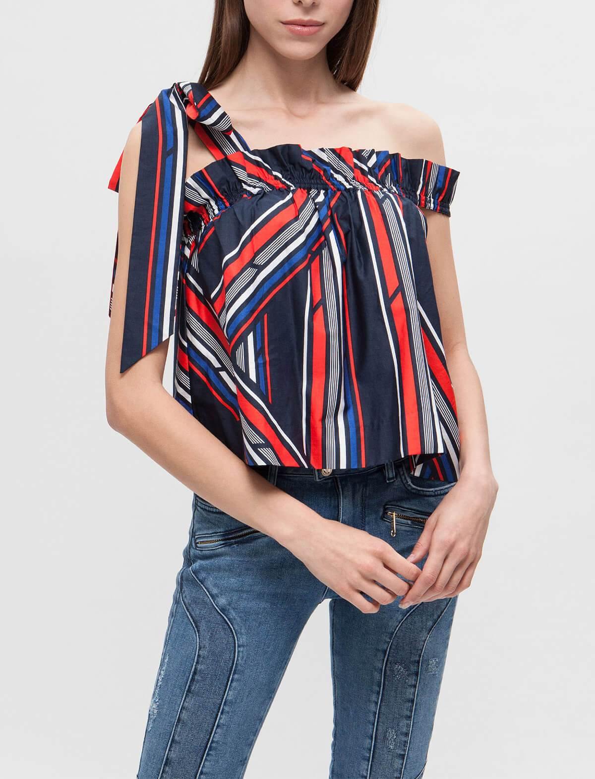 THxGH Off Shoulder Top in Navy Stripe Print | CLOSET Singapore