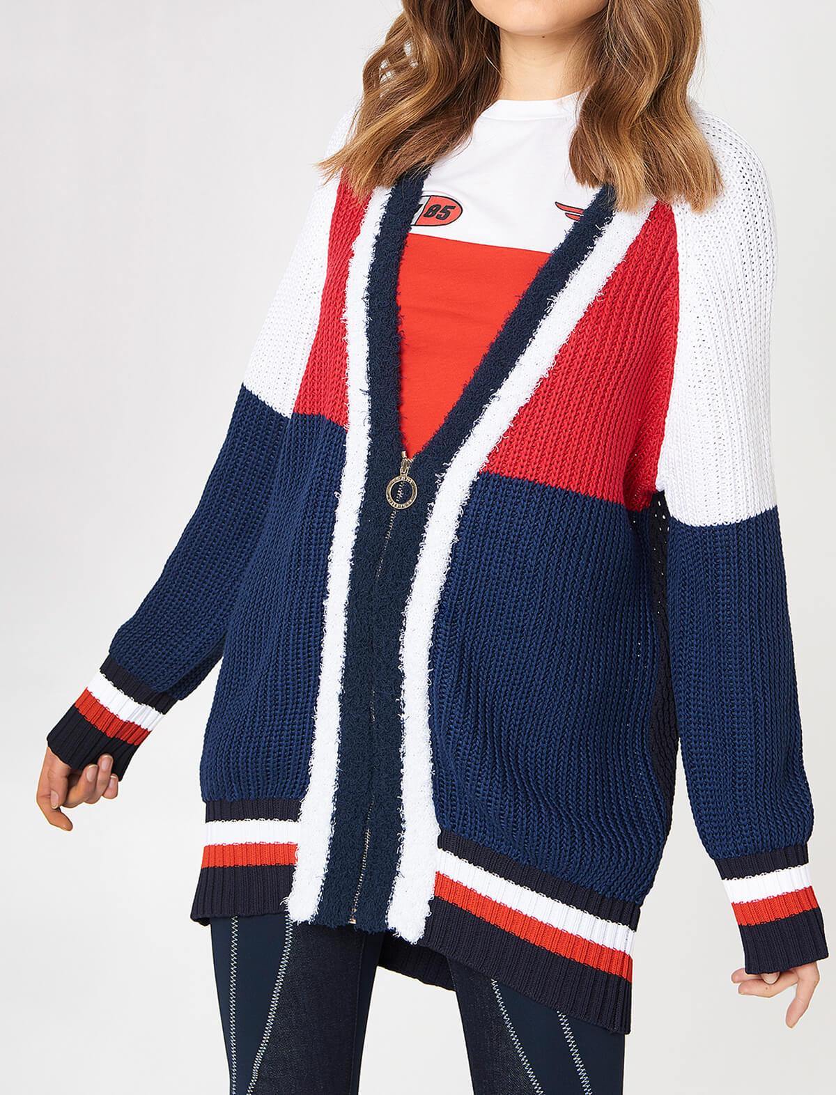 THxGH Wide Knitted Cardigan in Colourblock | CLOSET Singapore