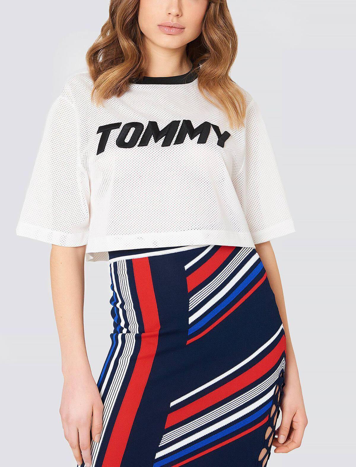 THxGH Mesh Knit Crop Top in White | CLOSET Singapore