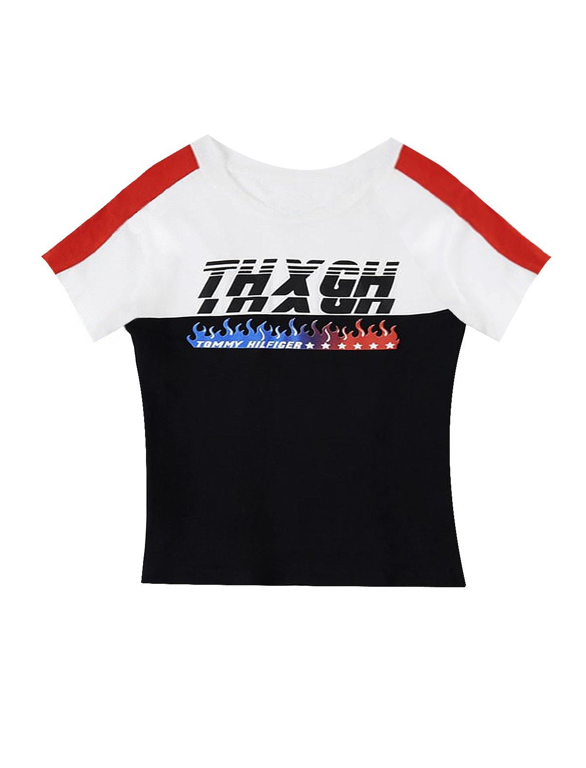 THXGH Crop Tshirt in White and Navy | CLOSET Singapore