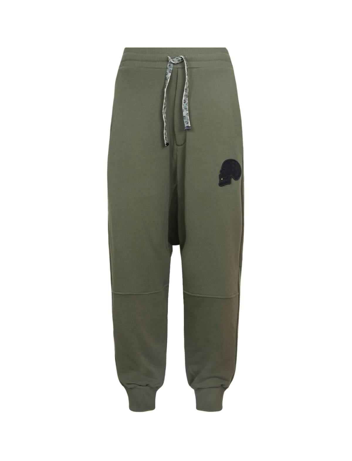 GABRIELE PASINI Drop Crotch Cotton Sweatpants In Khaki Green | CLOSET Singapore