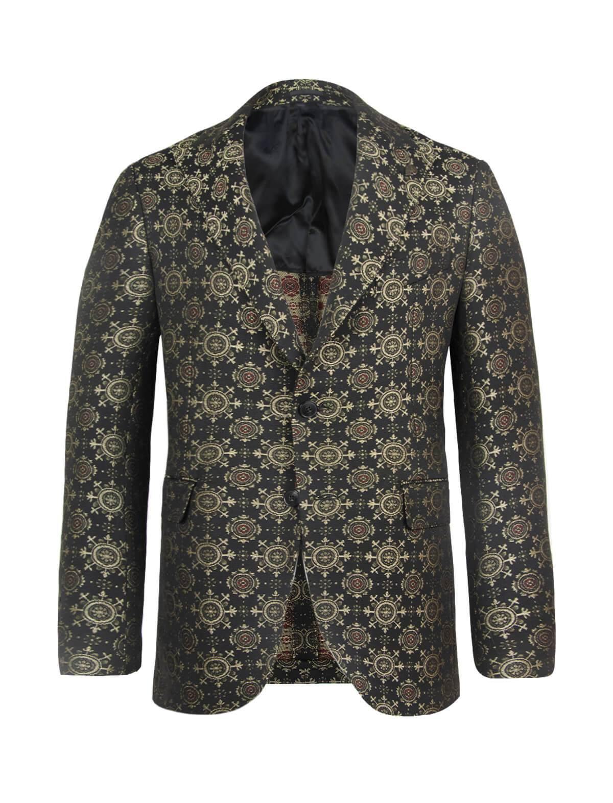 GABRIELE PASINI Single-breasted Embroidered Blazer in Black/ Multi Jacquard | CLOSET Singapore