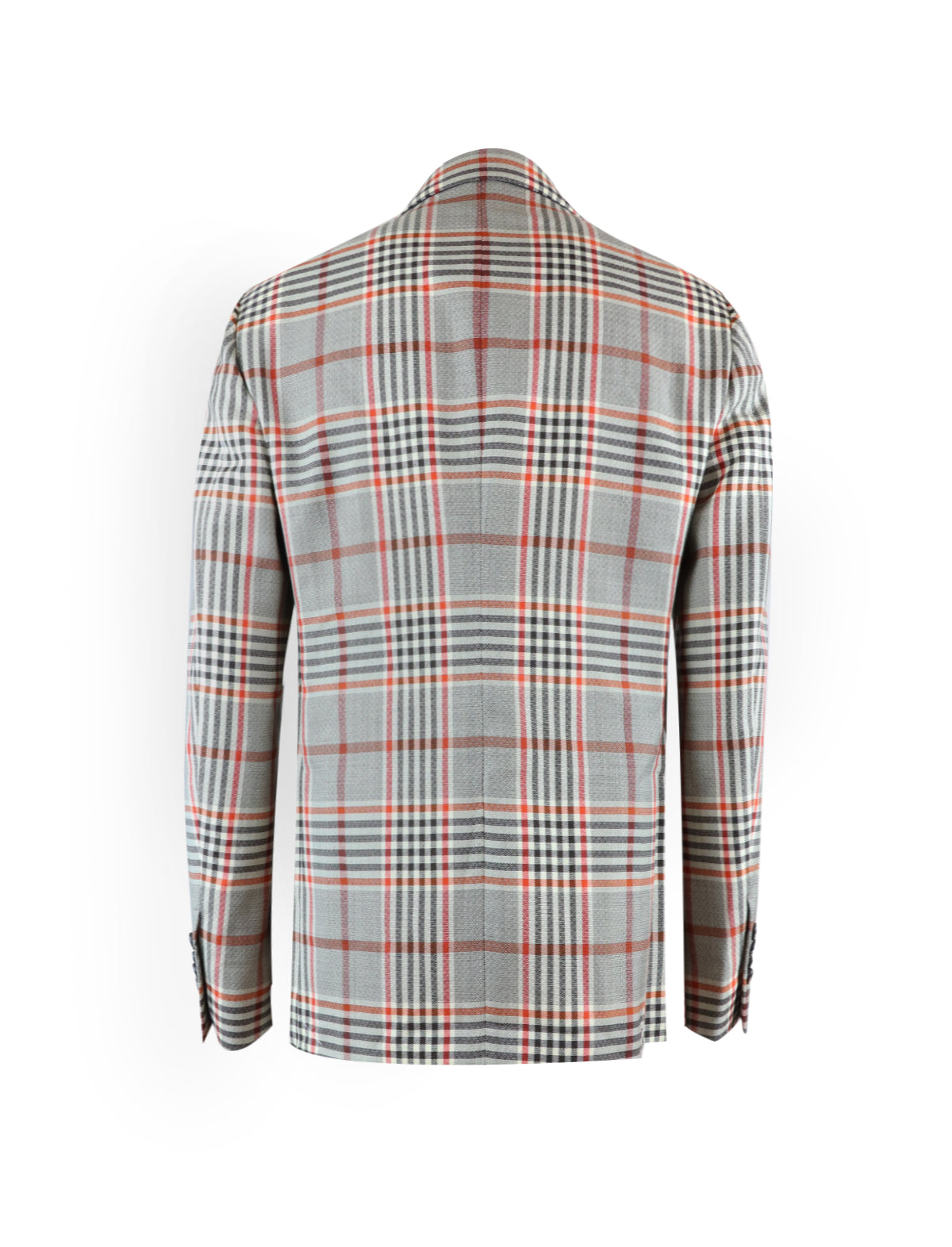 Gabriele Pasini Single-Breasted Wool Plaid Jacket in Grey/Red