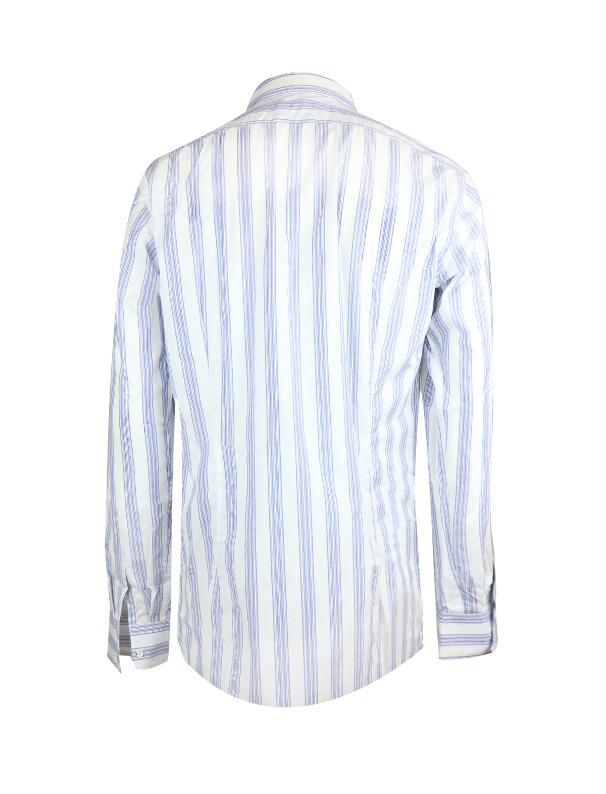 Gabriele Pasini Cotton-Blend Shirt in White/Blue Stripes