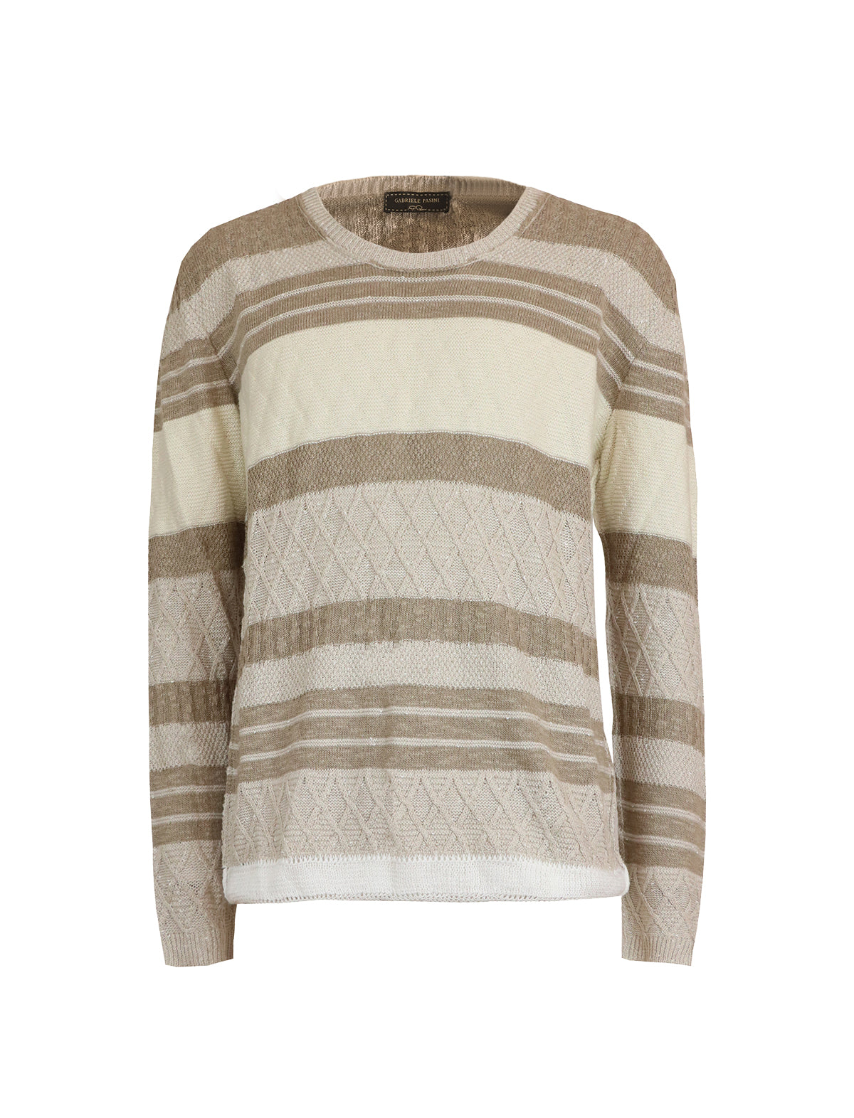 Gabriele Pasini Cable Knit Sweater in Striped Brown