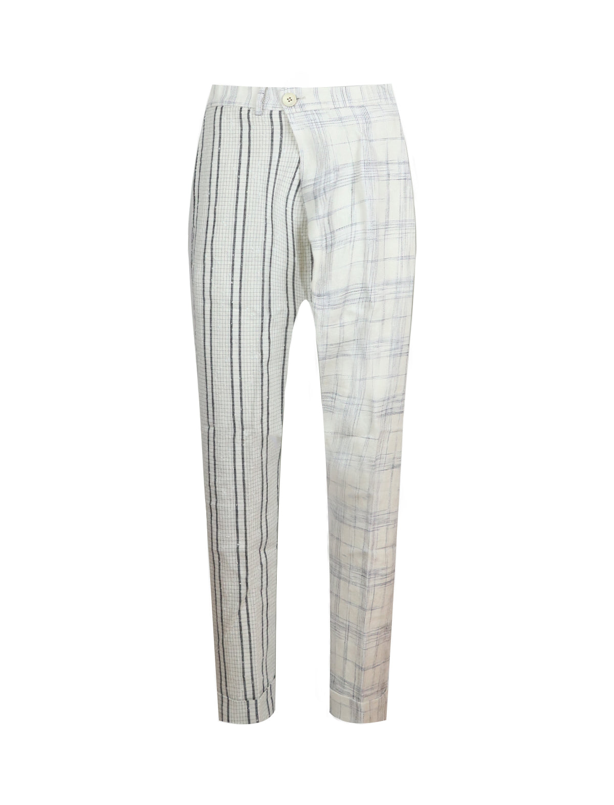 Gabriele Pasini Duo-Plaid Trouser in White