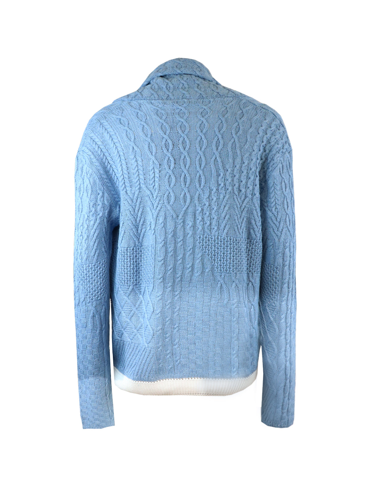 Gabriele Pasini Flax Cable Knit Cardigan in Blue/White
