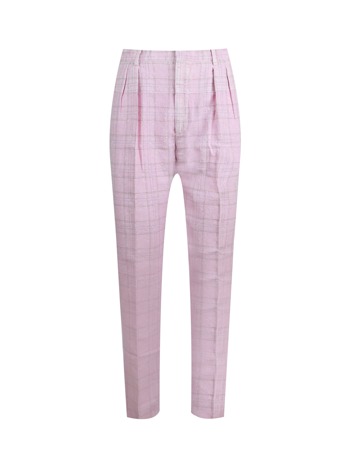 Gabriele Pasini Textured Plaid Trouser in Pink