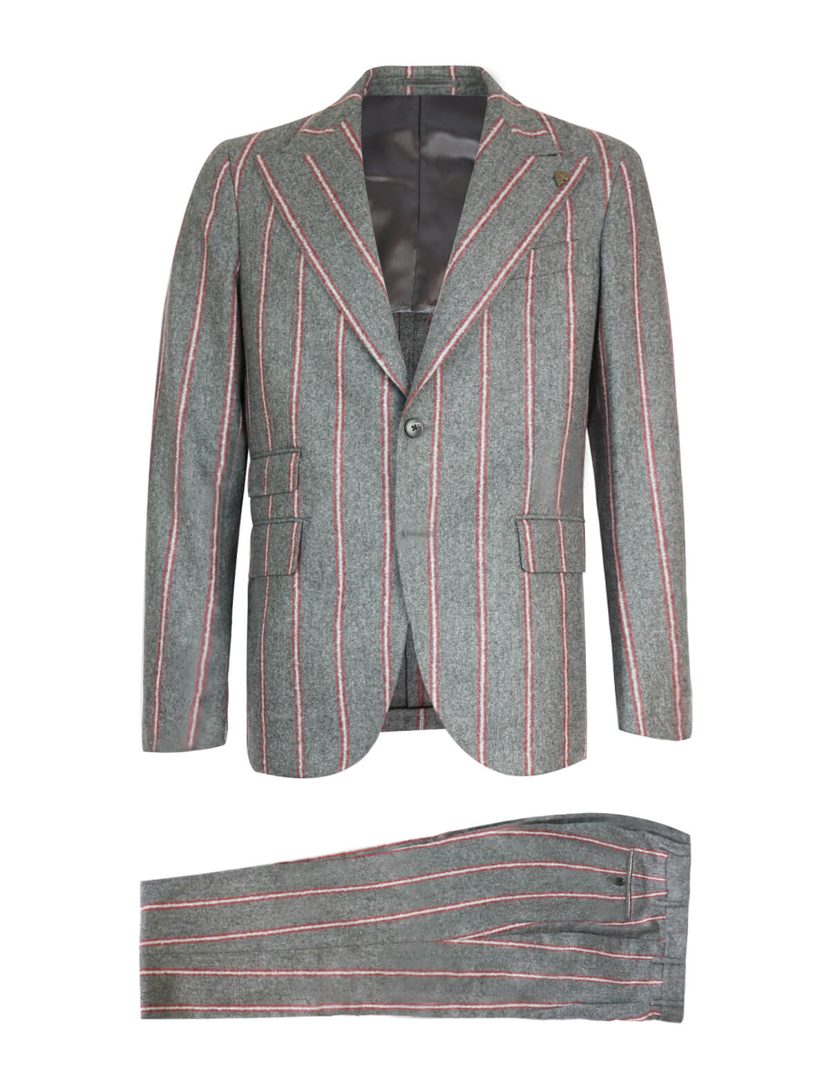 GABRIELE PASINI Single-Breasted Wool Blazer in Dark Grey Stripes