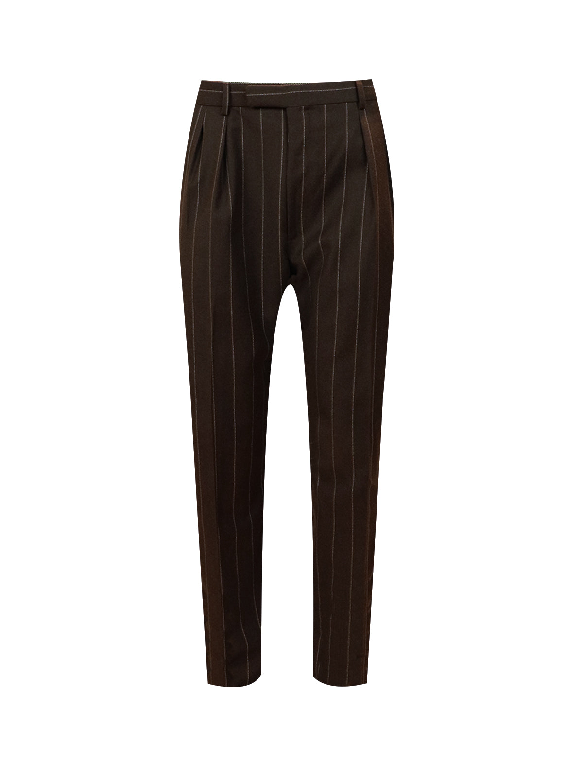 GABRIELE PASINI Tailored Pant in Brown & Silver Stripes