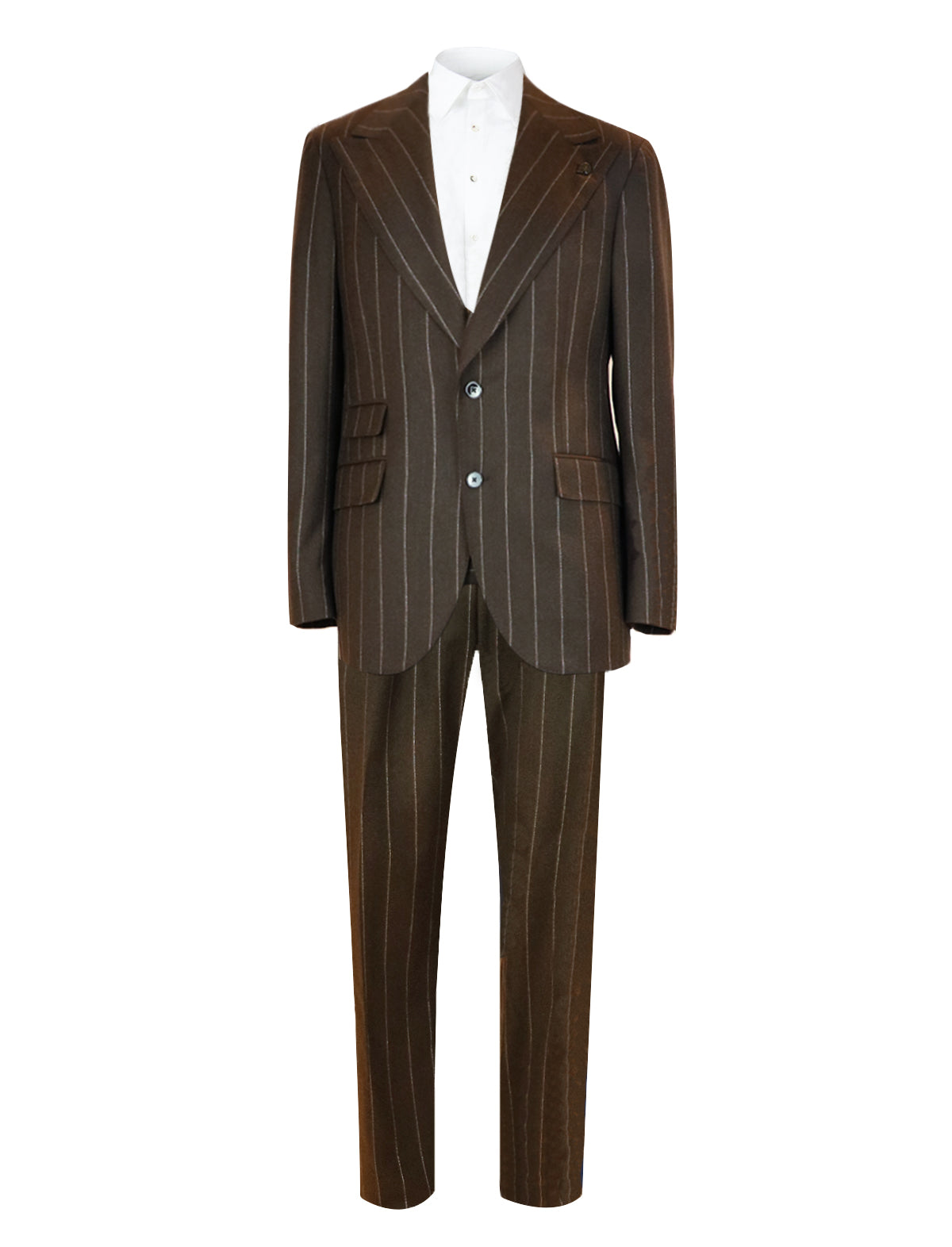 GABRIELE PASINI 2-Piece Milano Suit in Brown & Silver Stripes