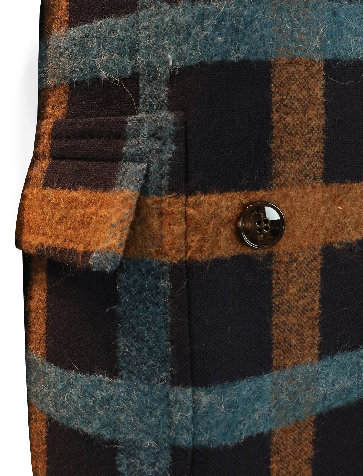 GABRIELE PASINI Ulster Checked Coat in Blue/Brown