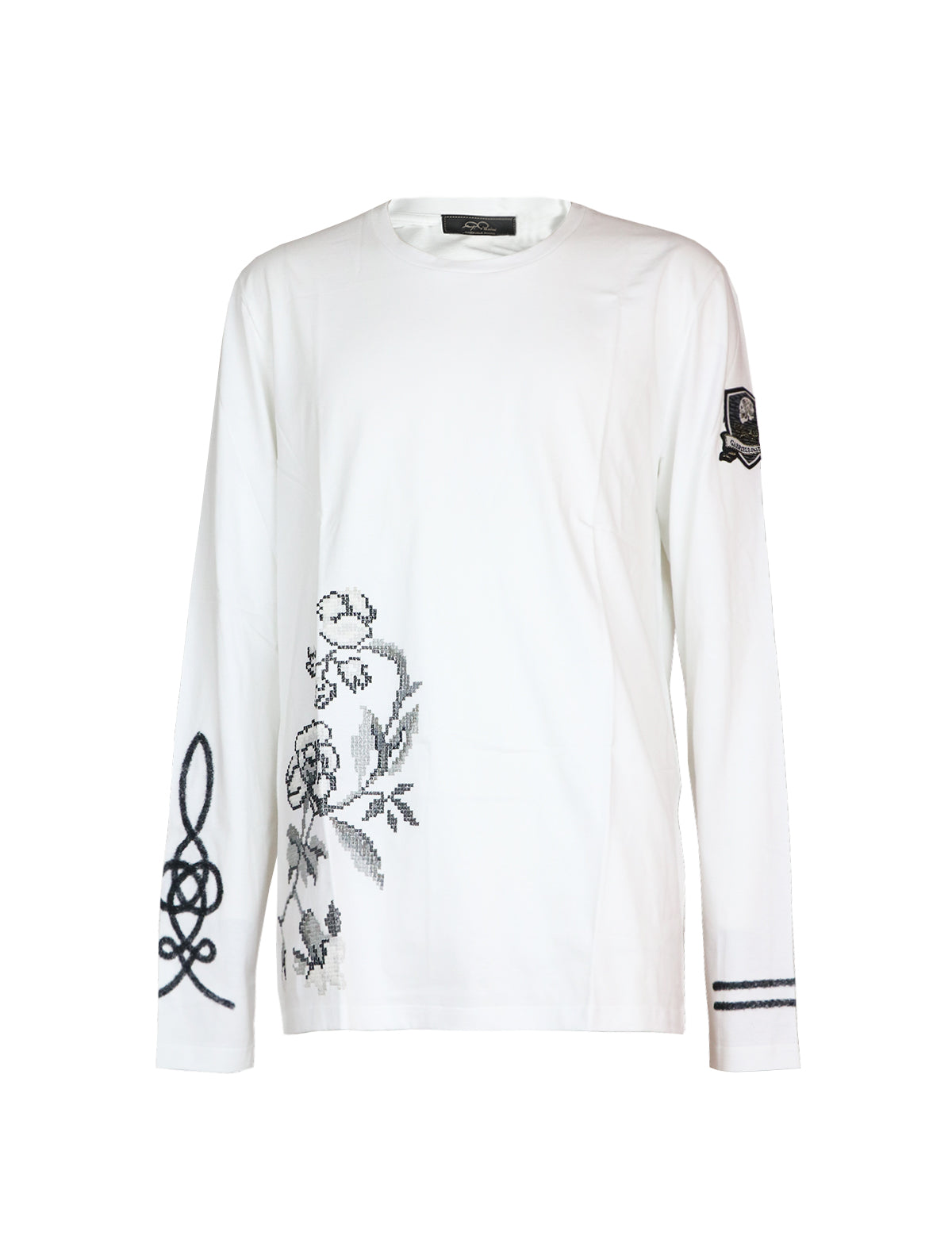 Gabriele Pasini Long-Sleeved Sweatshirt with Floral Print in White