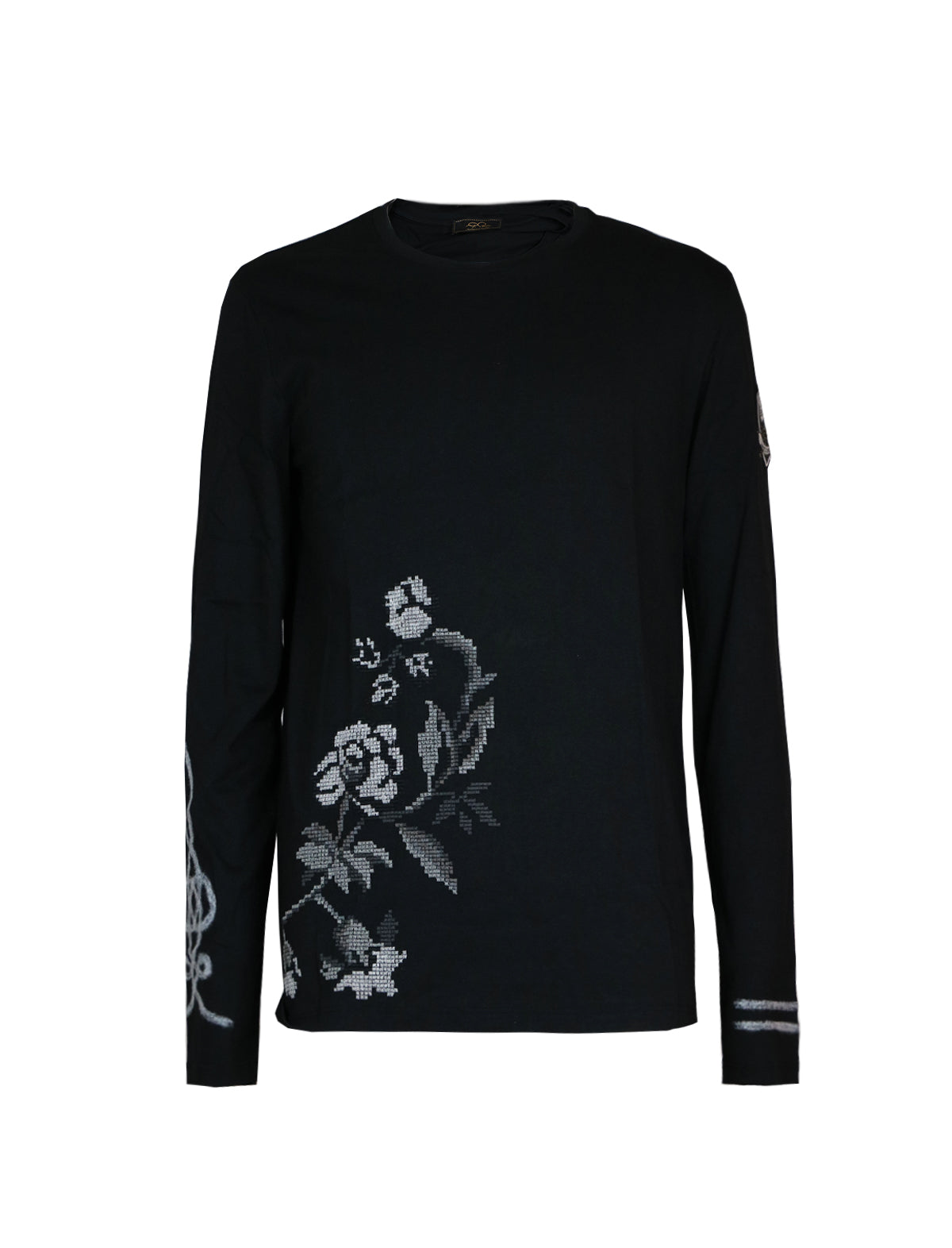 Gabriele Pasini Long-Sleeved Sweatshirt with Floral Print in Black